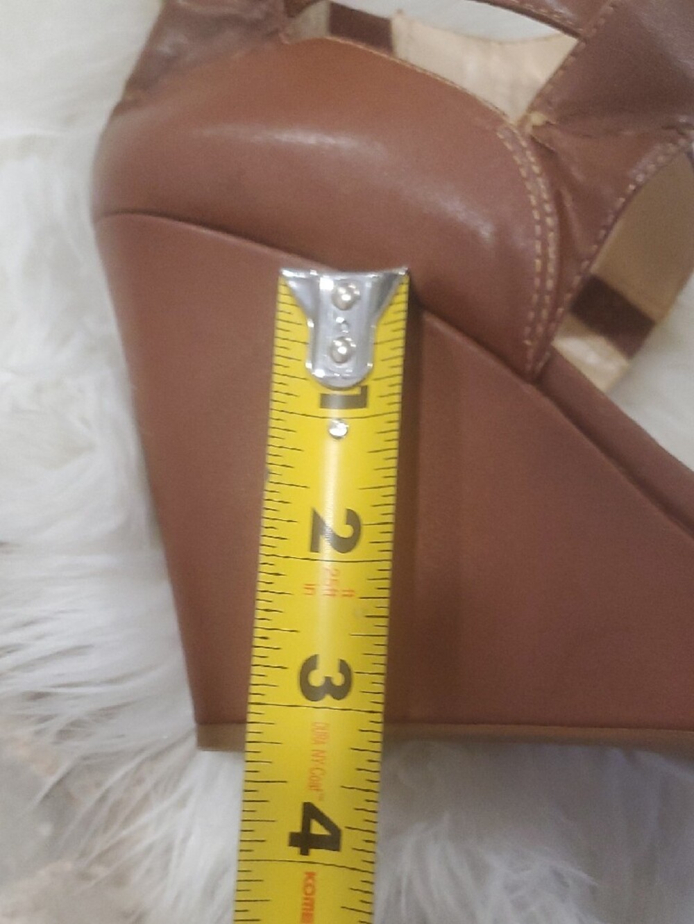Jessica Simpson Brown Leather Crisscross Strap Wedge Heels Size 9 - Picture 10 of 15